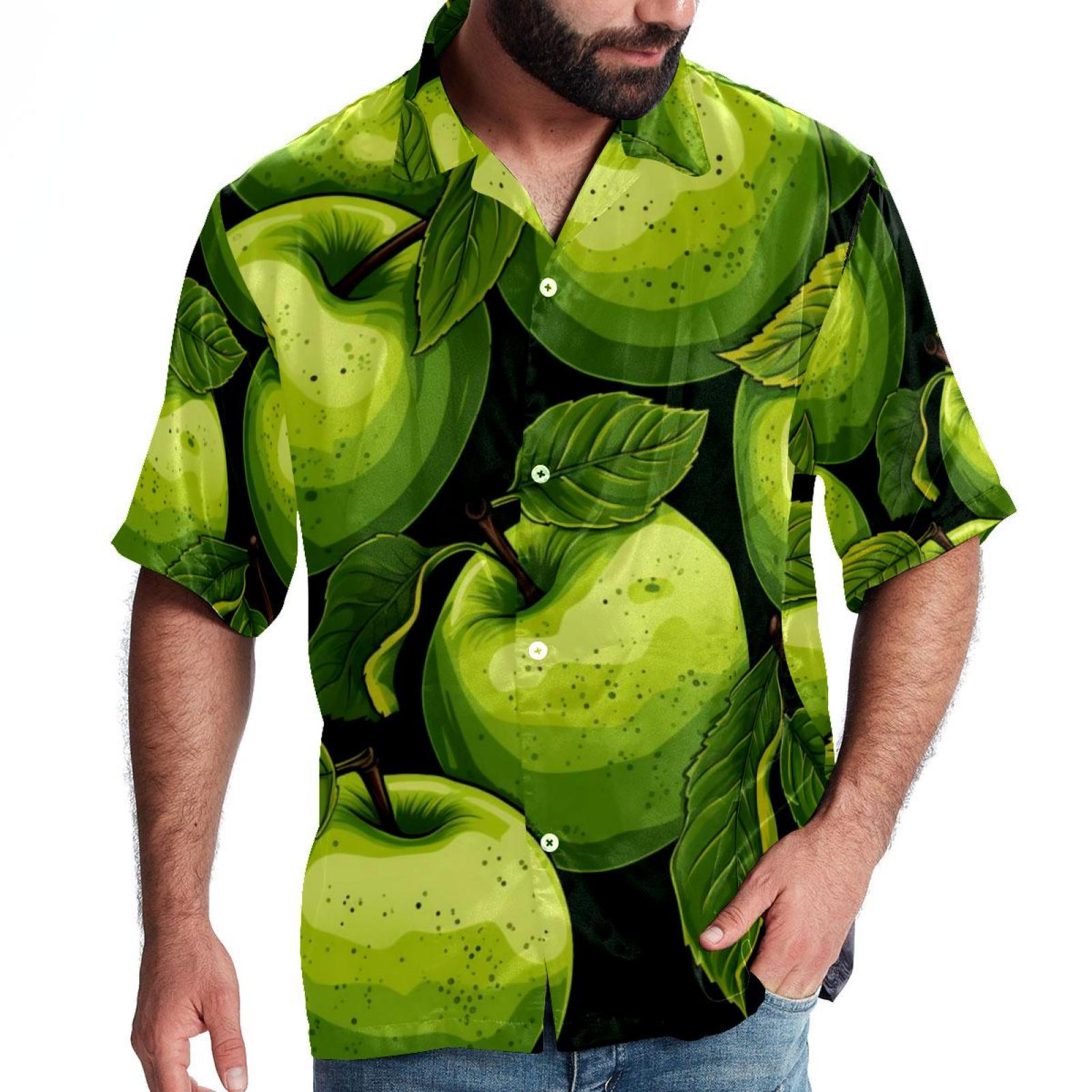 ENLACHIC Men's 3D Printed Fruit Hawaiian Shirt – Short Sleeve, Regular Fit, Button Down Summer Beach Shirt - View #7