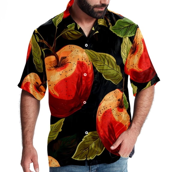 Fruit Men's Short Sleeve Button Down Poplin Casual Beach Shirts