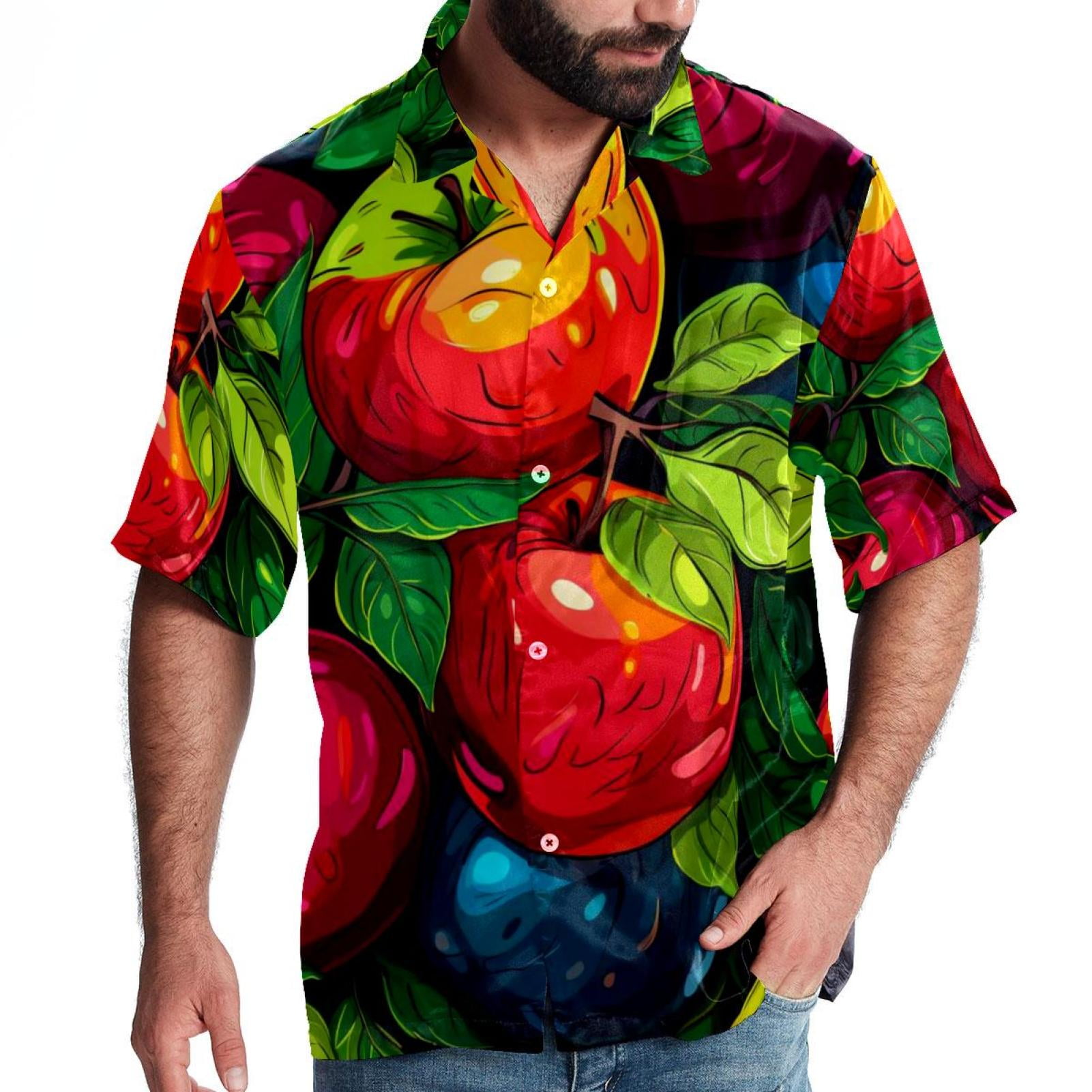 Platypus Men's Button Down Casual Hawaiian Print Short Sleeve Summer Beach Shirt