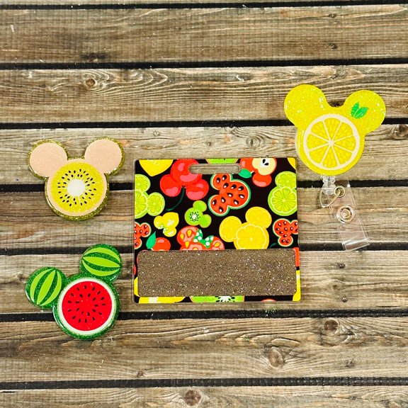 Fruit Mouse Head Badge Buddy With Matching Badge Reel