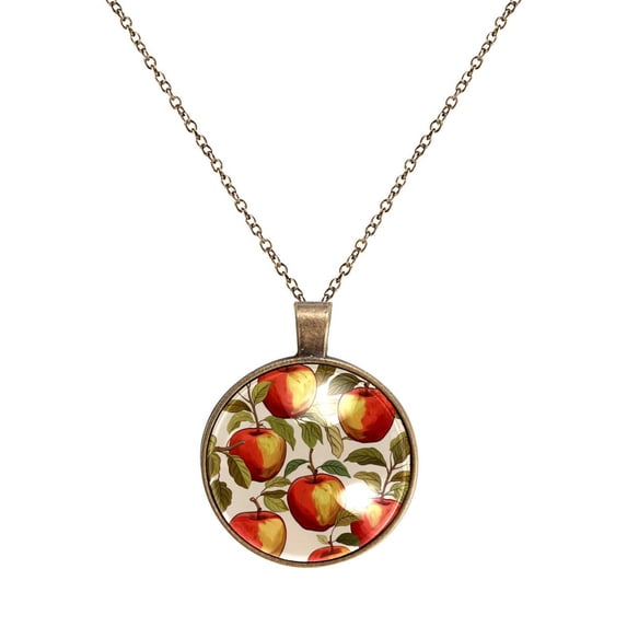 Fruit Necklace Personalized Custom Photo Round Pendant Adjustable Stainless Steel Necklaces with Gift Box for Men Women Mothers Valentine's Jewelry Gift