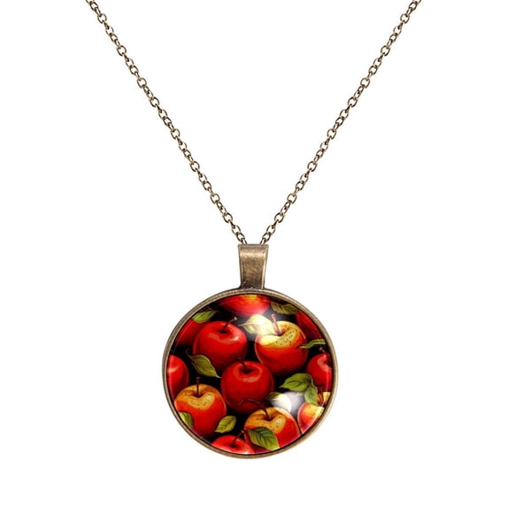 Fruit Necklace Personalized Custom Photo Round Pendant Adjustable Stainless Steel Necklaces with Gift Box for Men Women Mothers Valentine's Jewelry Gift