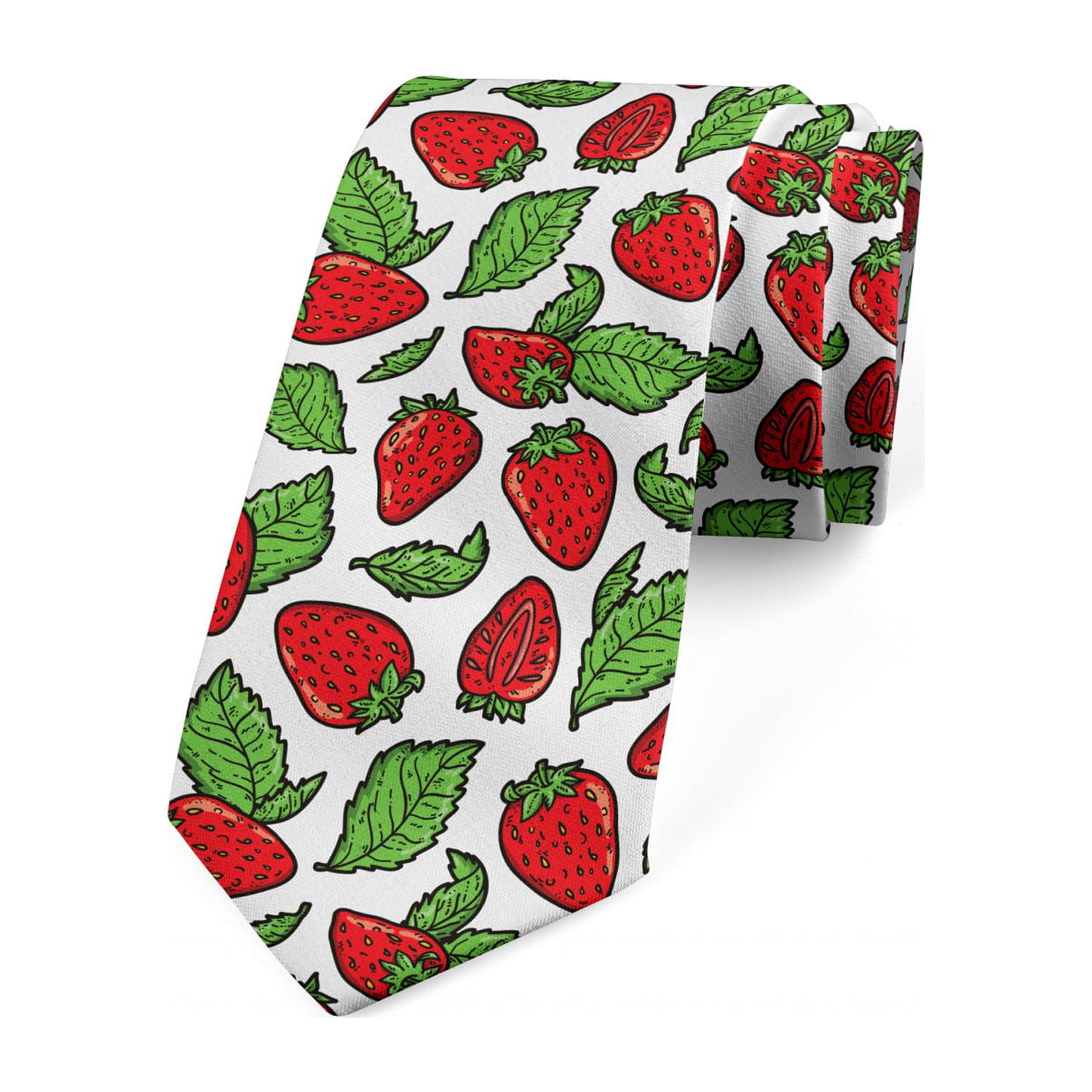 Fruit Necktie, Juicy Strawberries Leaves, Dress Tie, 3.7", Red Fern ...
