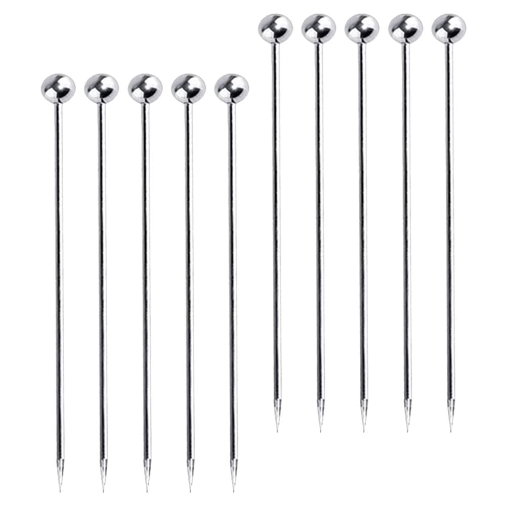 Fruit Needle Cocktail Spears Metal Martini Toothpicks for Olives 10 Pcs