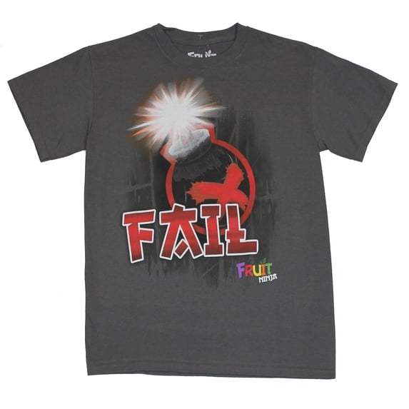 Fruit Ninja Mens T-Shirt - Fail Giant Bomb Image on Gray (Medium)