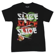 Fruit Ninja Mens T-Shirt - Slice, Slice Slice! Image on Black Medium