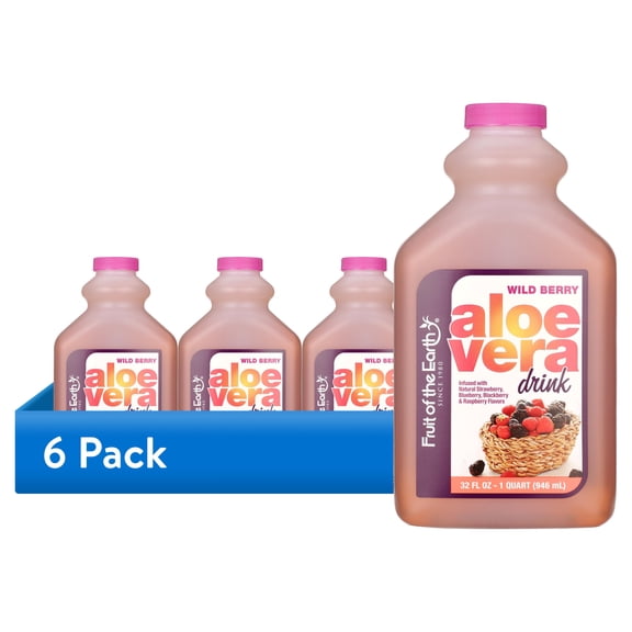 (6 pack) Fruit Of The Earth Aloe Vera Drink, Wild Berry, 32 Fl Oz, 1 Count