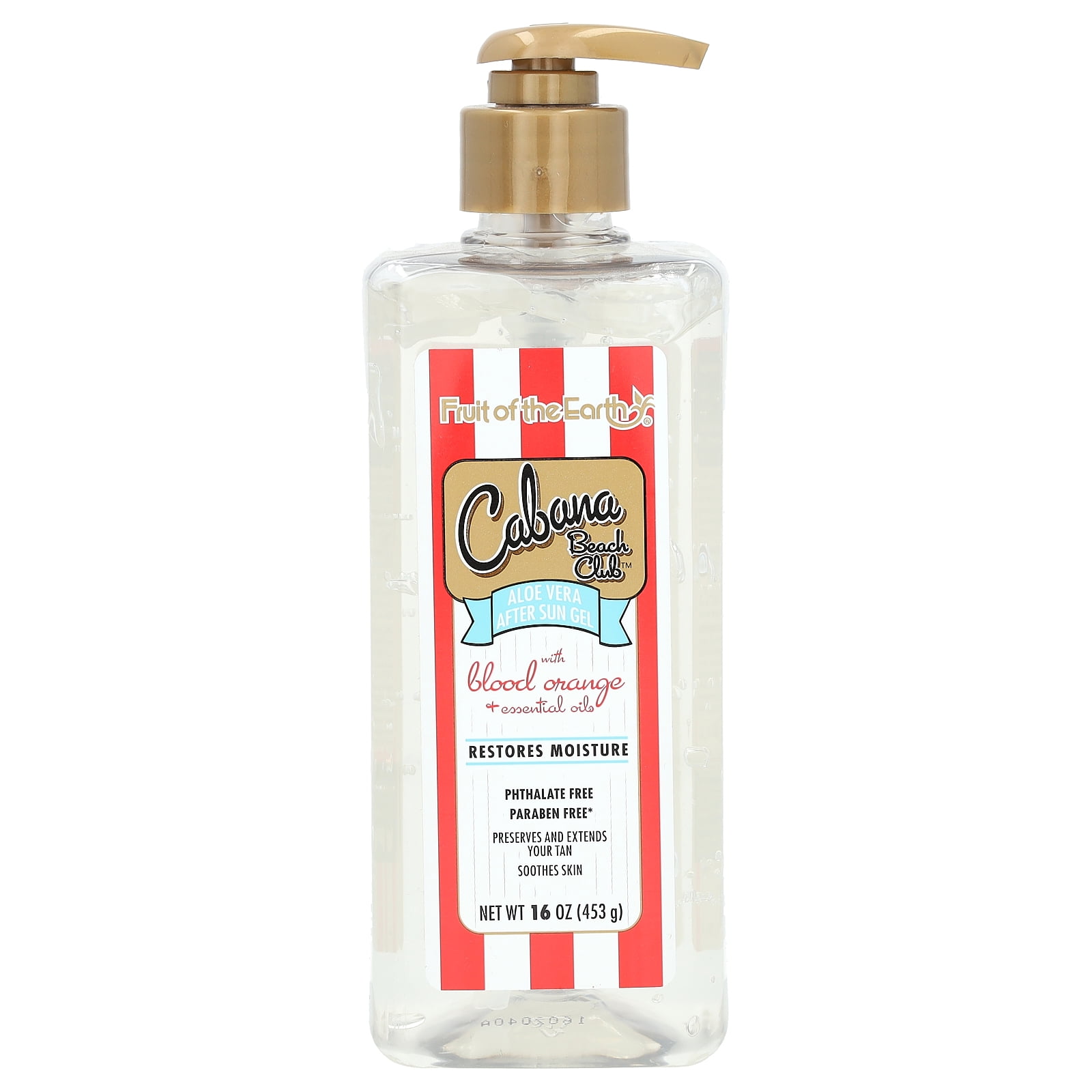 Fruit of the Earth Cabana Beach Club, Aloe Vera After Sun Gel with Blood  Orange + Essential Oils, 16 oz (453 g)
