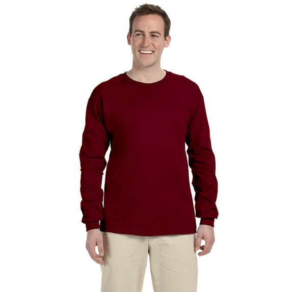 Fruit of the Loom 4930 HD Cotton 100% Cotton Long Sleeve T-Shirt, Maroon, S, Pack Of 10, Fruit of the Loom Mens T-Shirts