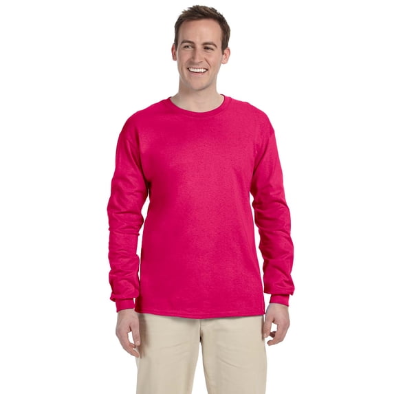 Fruit of the Loom 4930 HD Cotton 100% Cotton Long Sleeve T-Shirt, Cyber Pink, S, Pack Of 11, Fruit of the Loom Mens T-Shirts