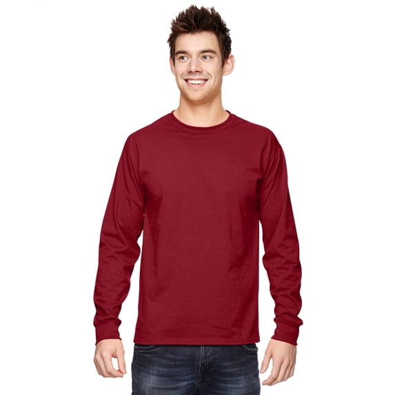 Fruit of the Loom 4930 HD Cotton 100% Cotton Long Sleeve T-Shirt, Crimson, 3X, Pack Of 11, Fruit of the Loom Mens T-Shirts