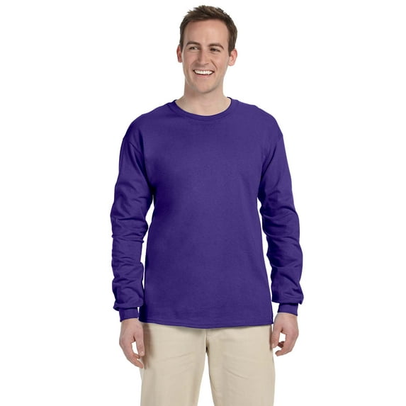 Fruit of the Loom - HD Cotton Long Sleeve T-Shirt - 4930R, Purple, S, Pack Of 12, Mens Workout Shirts