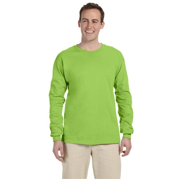 Fruit of the Loom 4930 HD Cotton 100% Cotton Long Sleeve T-Shirt, Neon Green, 2X, Pack Of 2, Fruit of the Loom Mens T-Shirts