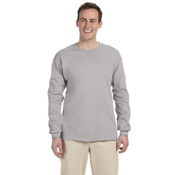 Fruit of the Loom 4930 HD Cotton 100% Cotton Long Sleeve T-Shirt, Silver, 3X, Pack Of 4, Fruit of the Loom Mens T-Shirts
