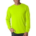 thumbnail image 1 of Fruit of the Loom 4930 HD Cotton 100% Cotton Long Sleeve T-Shirt, Safety Green, L, 1 of 1