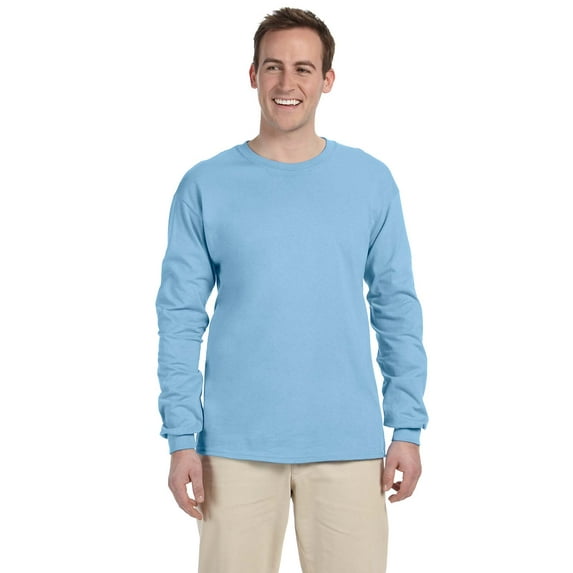 Fruit of the Loom 4930 HD Cotton 100% Cotton Long Sleeve T-Shirt, Light Blue, 2X, Pack Of 5, Fruit of the Loom Mens T-Shirts
