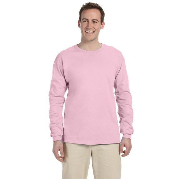 Fruit of the Loom - HD Cotton Long Sleeve T-Shirt - 4930R, Classic Pink, XL, Pack Of 7, Fruit of the Loom Mens T-Shirts