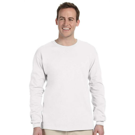 Fruit of the Loom 4930 HD Cotton 100% Cotton Long Sleeve T-Shirt, White, 2X, Pack Of 8, Fruit of the Loom Mens T-Shirts