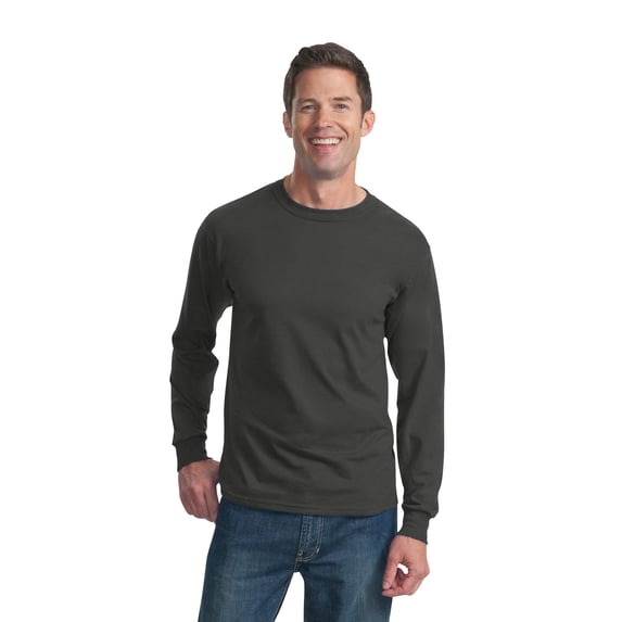 Fruit of the Loom 4930 HD Cotton 100% Cotton Long Sleeve T-Shirt, Charcoal Grey, S, Pack Of 8, Mens T-Shirts