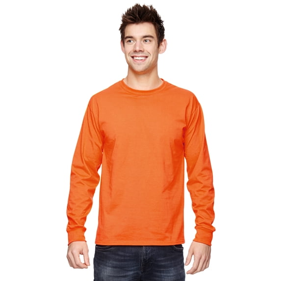 Fruit of the Loom 4930 HD Cotton 100% Cotton Long Sleeve T-Shirt, Safety Orange, 3X, Pack Of 9, Fruit of the Loom Mens T-Shirts