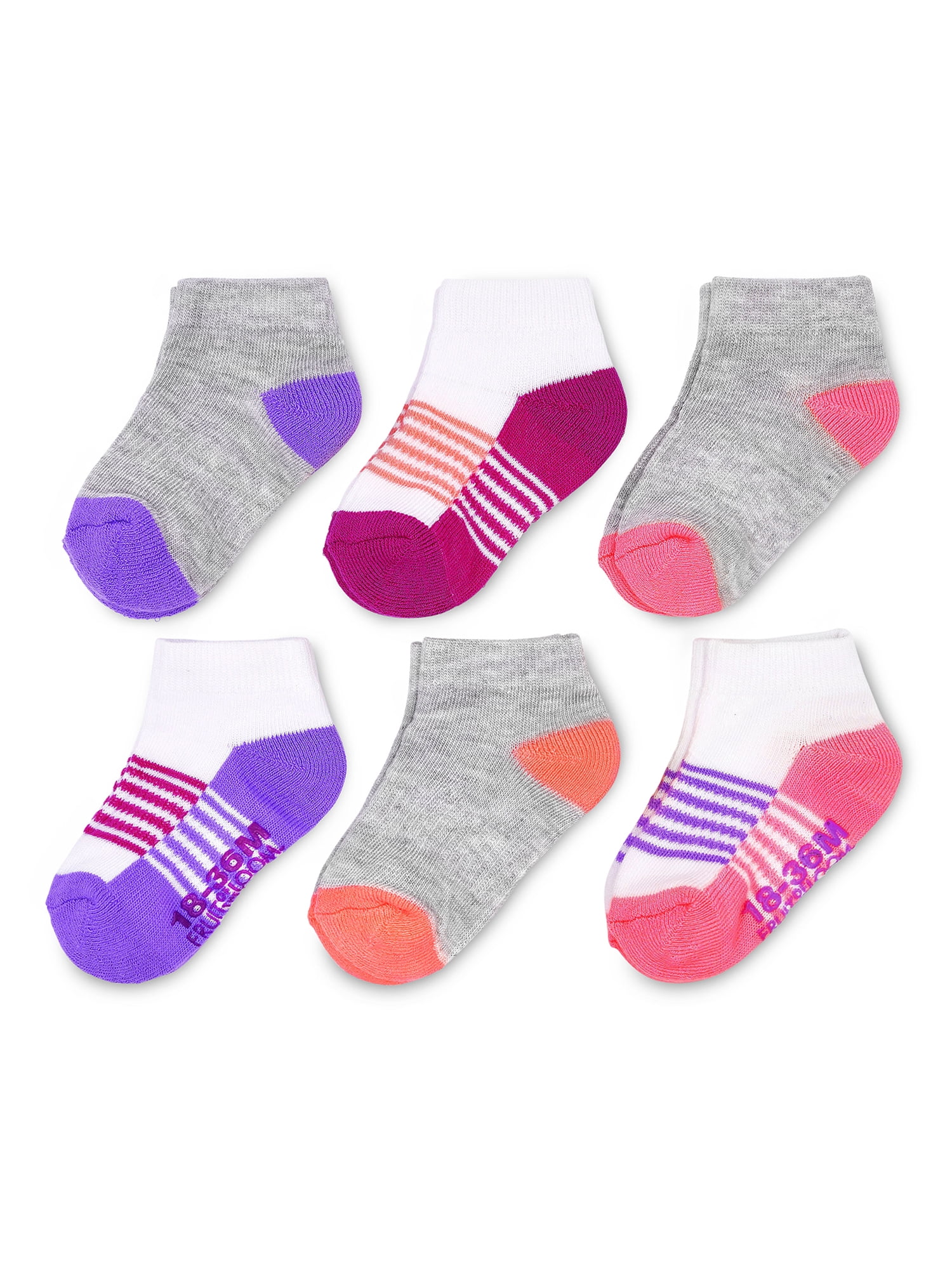 Fruit Of The Loom Baby Girl Low Cut Socks, 6 Pack - Walmart.com