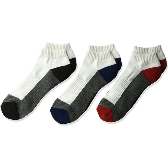 Fruit Of The Loom Boys 3 Pack Low Cut Socks, Shoe Size 9-2.5, Red/Black/White