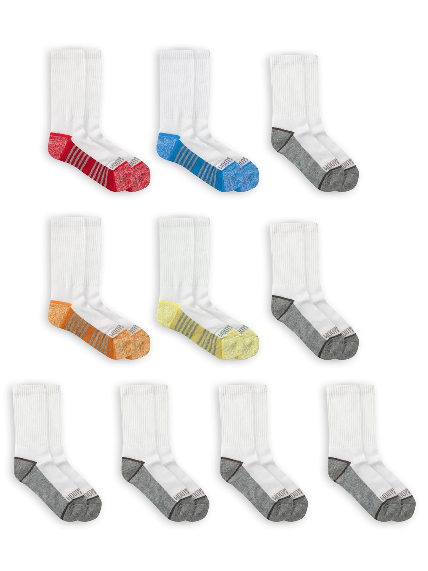 Fruit Of The Loom Boys Crew Socks, 10 Pack