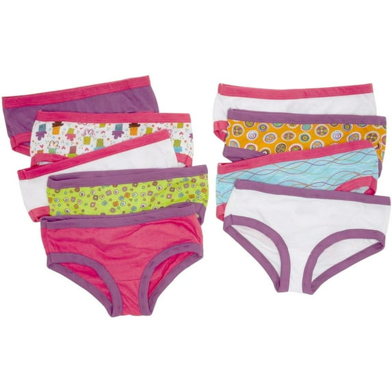 Fruit of the Loom Girls' Little Cotton Hipsters (Pack of 9), Assorted, 4