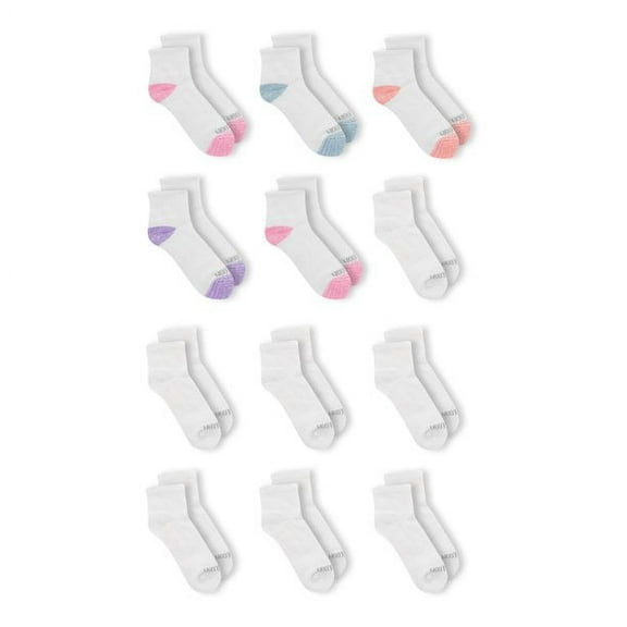Fruit Of The Loom Girls Ankle Socks, 10 2 Bonus Pack