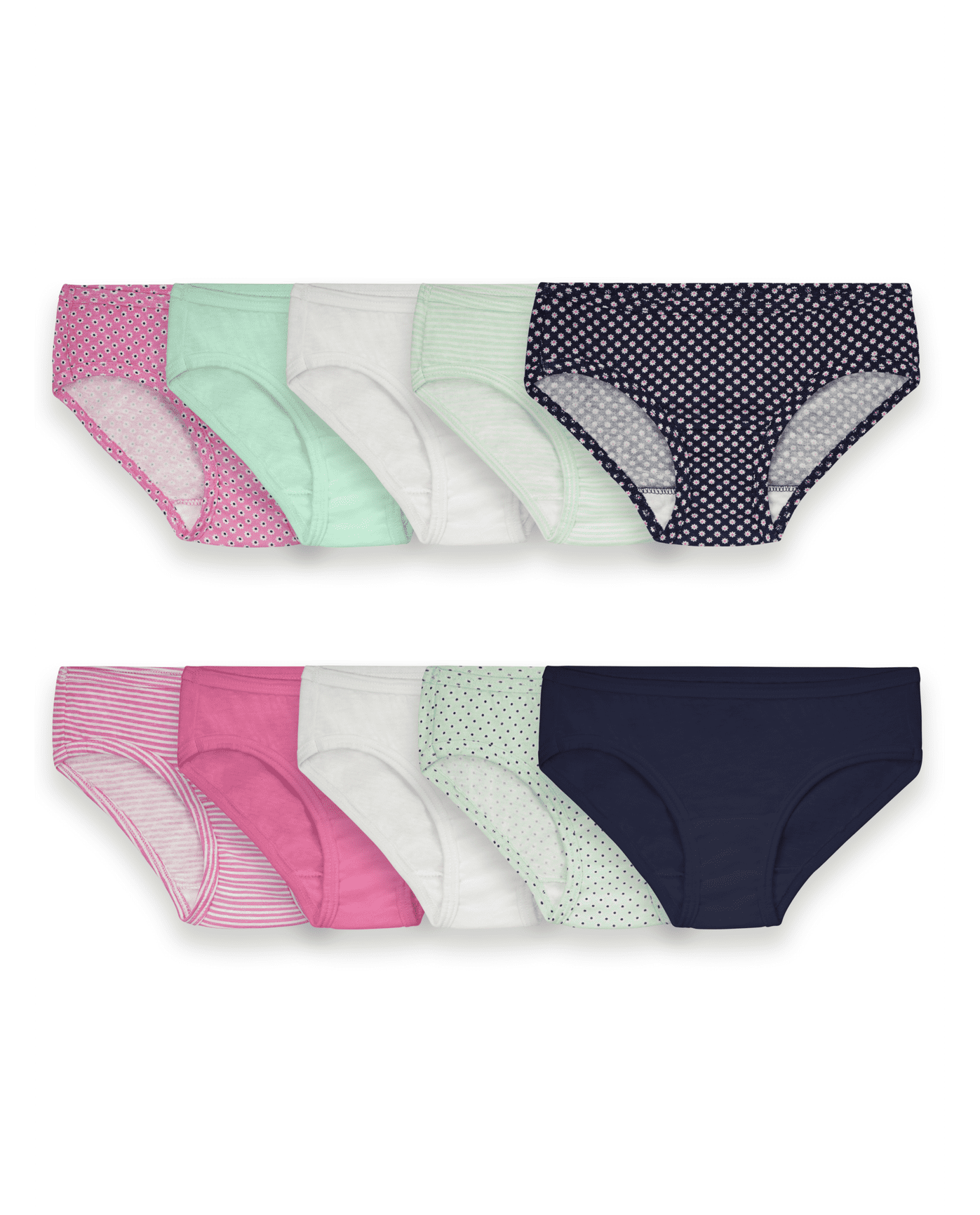 Fruit of the Loom Slip hipster da bambina in cotone elasticizzato (confezione da 5), Assortito, 6