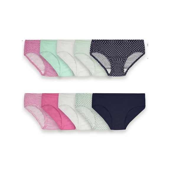 "Fruit Of The Loom Girls Cotton Hipster Underwear 10 Pack, 12, Assorted"