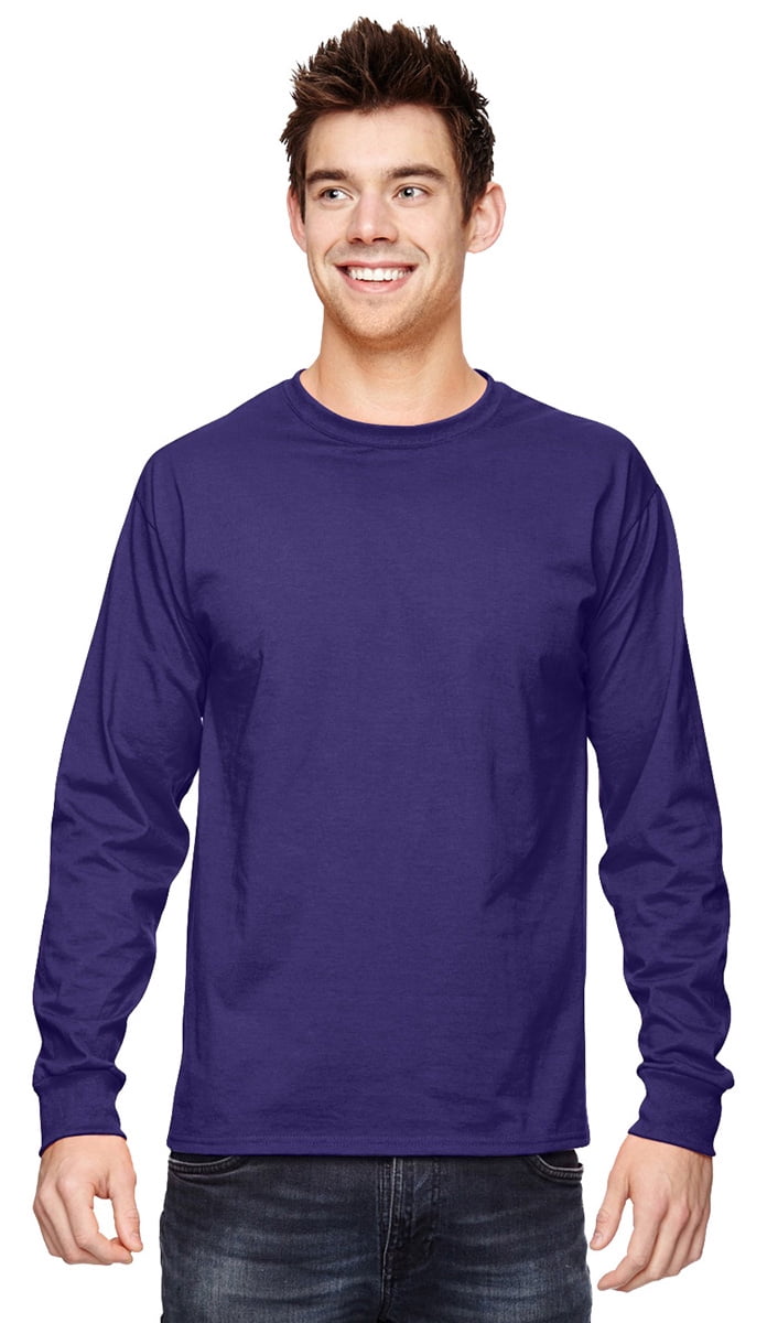 Fruit Of The Loom Heavy Cotton Long Sleeve T-Shirt - HD Crewneck Tee, Safety Orange, Size Small