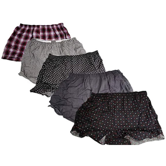 Fruit Of The Loom Men`s 5-Pack Print Stripes Fashion Woven Boxers,Medium