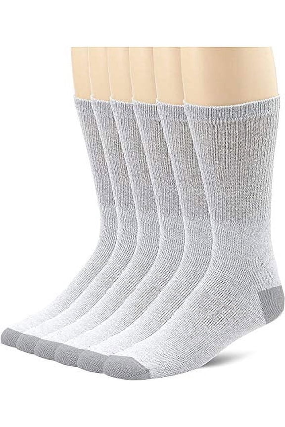 Men's 6 Pack Cushioned Crew Socks (Shoe: 6-12, Gray)