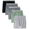 thumbnail image 1 of Fruit of the Loom Men's Exposed Waistband Knit Boxer (5 Pack) (Assorted, Large 36"-38" Waist), 1 of 2
