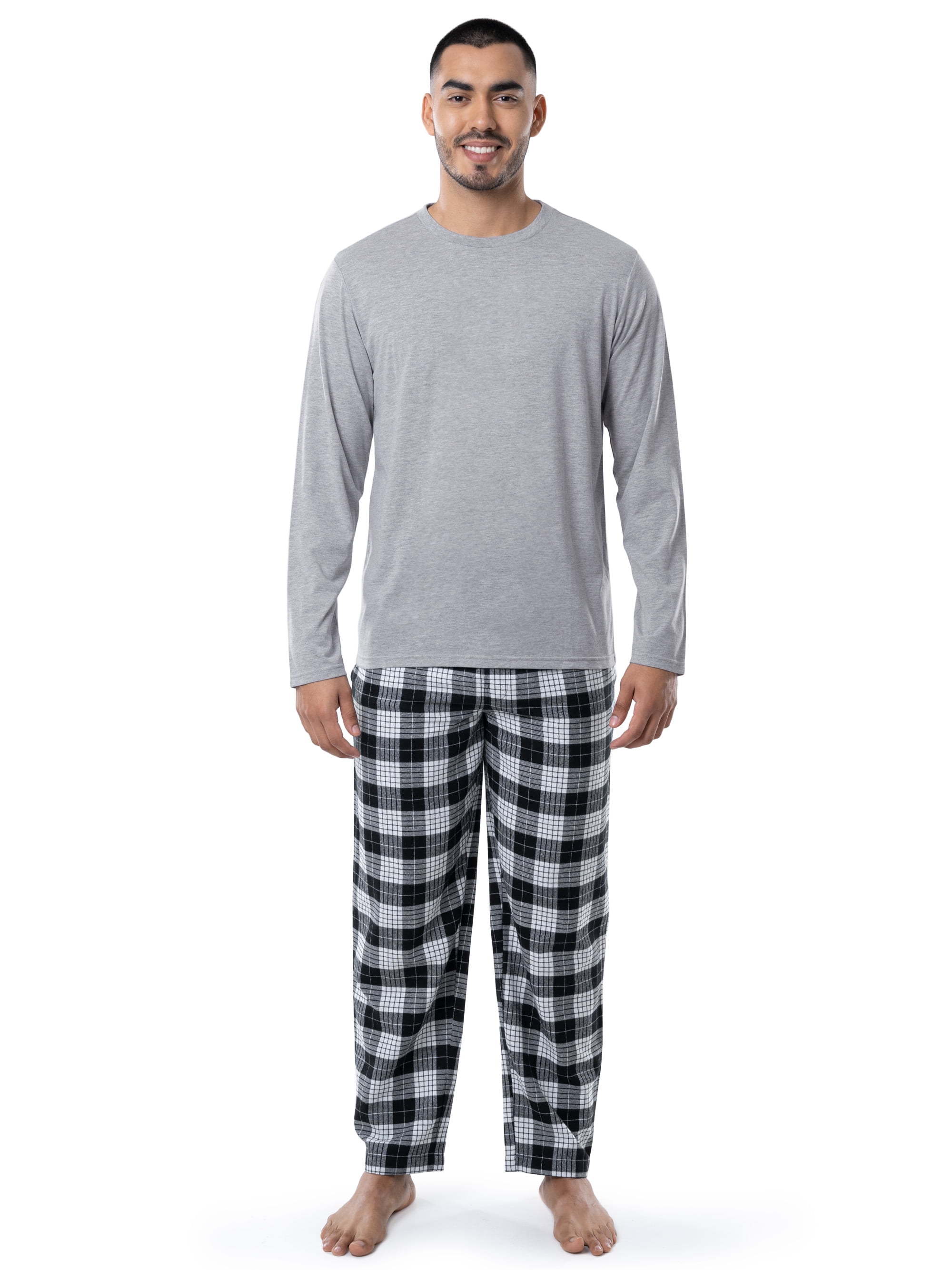 Fruit Of The Loom Men's Jersey Knit Top and Flannel Pajama Pants Set, 2 ...