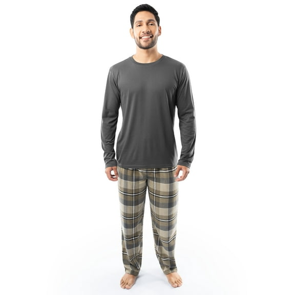 Fruit of the Loom Men's Jersey Knit Top and Flannel Pajama Pants Set, 2-Piece, Sizes S-5XL