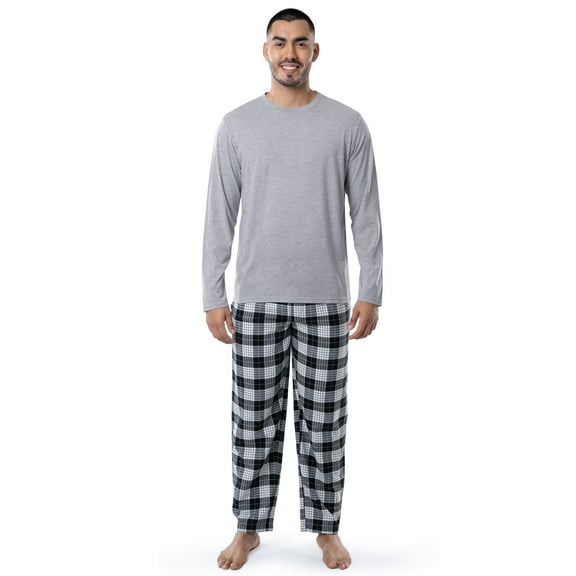 Fruit of the Loom Men's Jersey Knit Top and Flannel Pajama Pants Set, 2-Piece, Sizes S-5XL