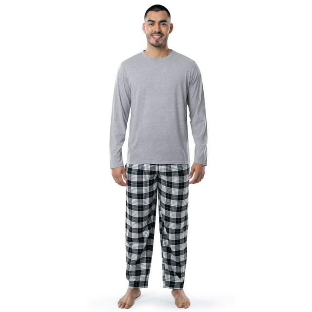 Fruit Of The Loom Men's Jersey Knit Top and Flannel Pajama Pants Set, 2