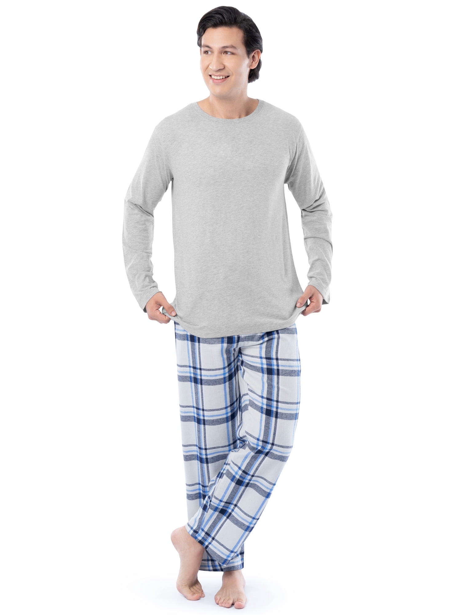 Fruit of the Loom Men's Jersey Knit Top and Flannel Pajama Pants Set, 2-Piece, Sizes S-5XL