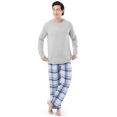 Fruit of the Loom Men's Jersey Knit Top and Flannel Pajama Pants Set, 2-Piece, Sizes S-5XL