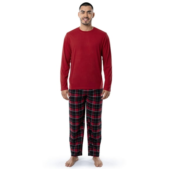 Fruit of the Loom Men's Jersey Knit Top and Flannel Pajama Pants Set, 2-Piece, Sizes S-5XL