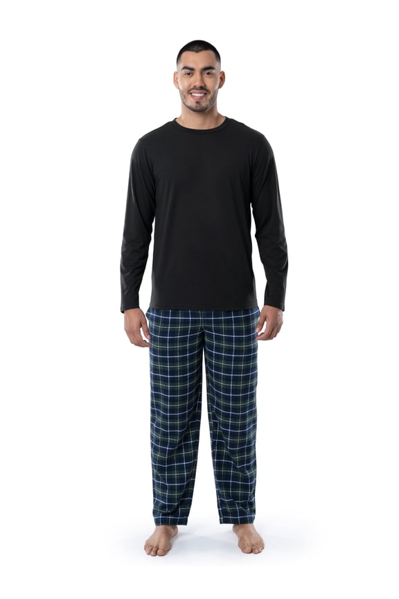Men's Jersey Knit Top and Flannel Pajama Pants Set, 2-Piece, Sizes S-5XL