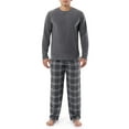 thumbnail image 1 of Fruit Of The Loom Men's Long Sleeve Microfleece Top and Flannel Pajama Pant Set, 1 of 9