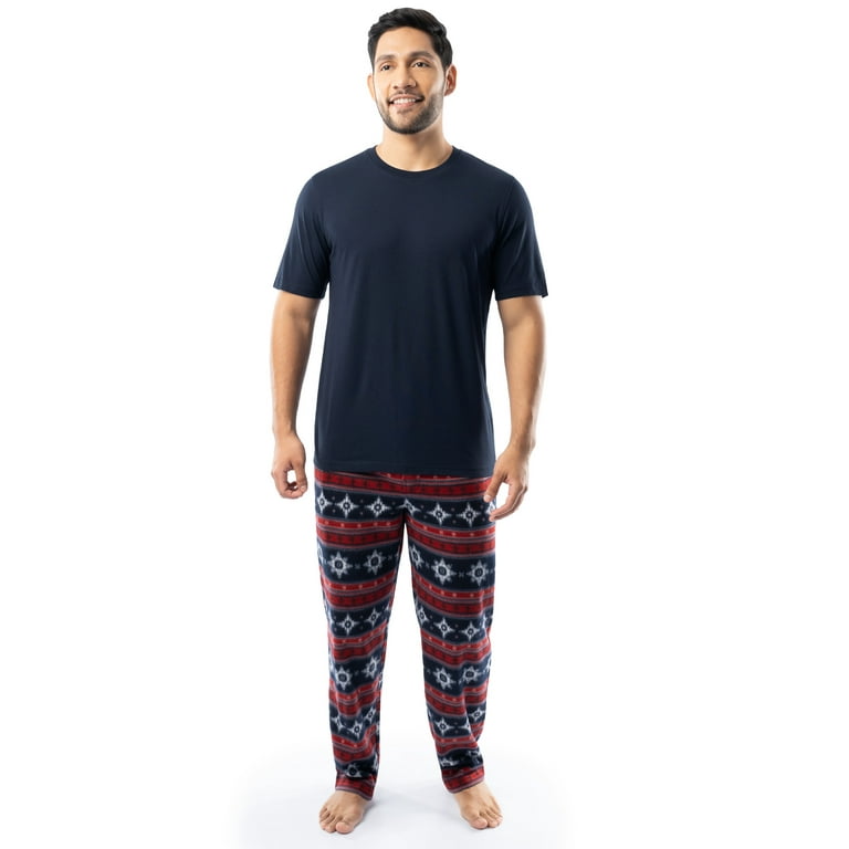 Fruit of The Loom Men s Short Sleeve T Shirt and Fleece Pajama Pant Set Sizes S 5XL