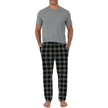 Fruit Of The Loom Men's Short Sleeve Crew Neck Top and Fleece Pajama Pant Set