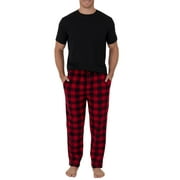 Fruit Of The Loom Men'S Short Sleeve Crew Neck Top And Fleece Pajama Pant Set