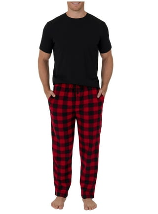 Fruit Of The Loom Men's Short Sleeve Jersey Knit Top and Fleece Sleep Pant,  2 Piece Set