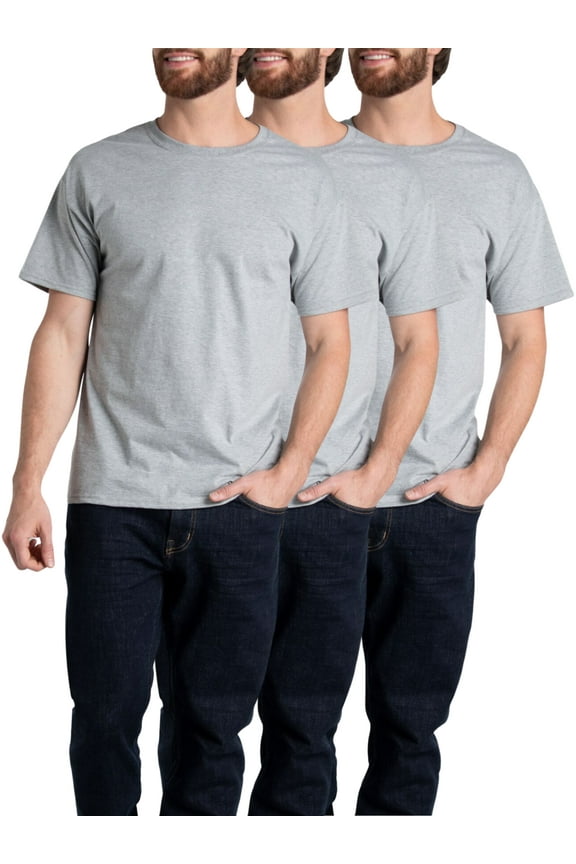 Men's Short Sleeve T-Shirts Multipack Regular Fit Knit Jersey Crewneck Irregular Tees Athletic Heather 3-Pack Small