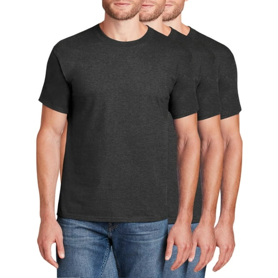 Fruit Of The Loom Men's Short Sleeve T-Shirts Multipack Regular Fit Knit Jersey Crewneck Irregular Tees Heather Charcoal 3-Pack 2XL